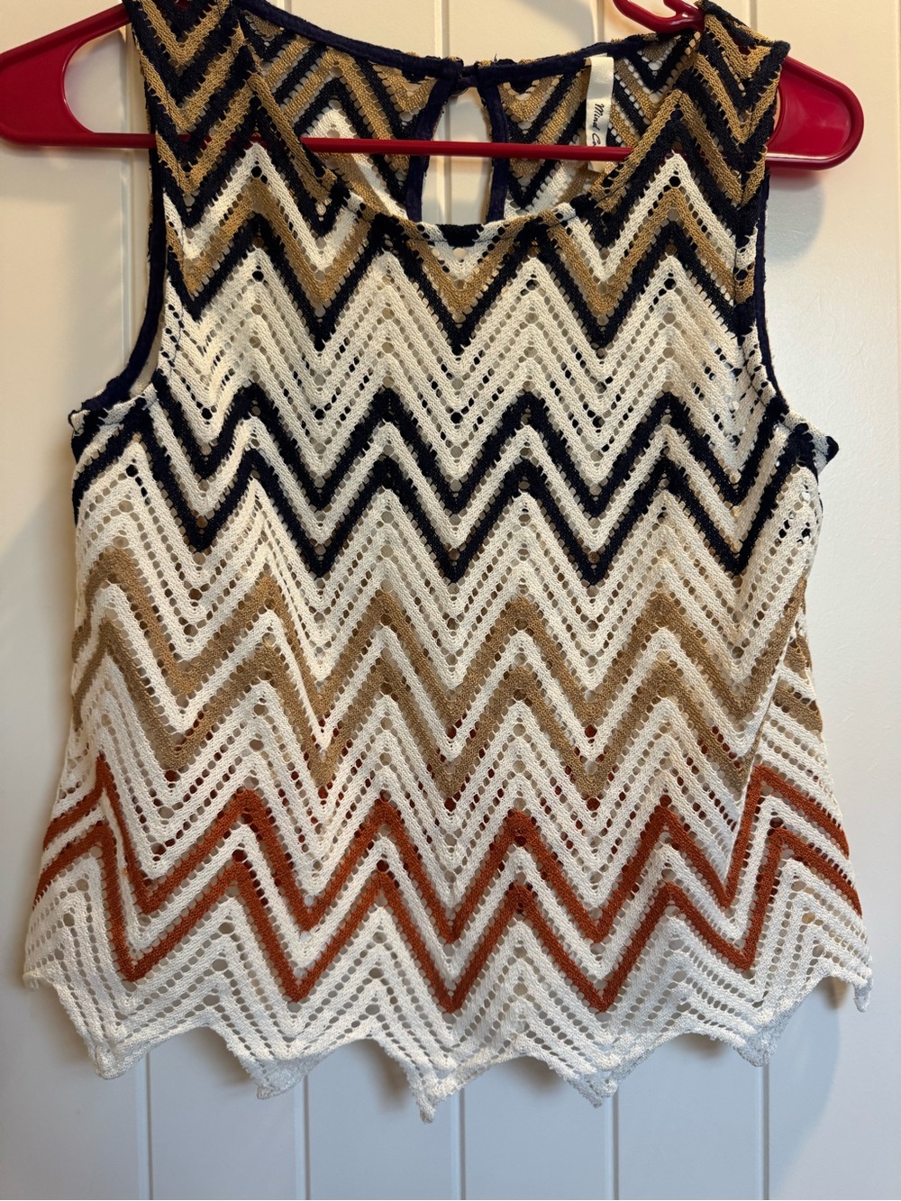Mind Code boho festival vibe Chevron Crochet Tank in White, Black, Gold, Rust